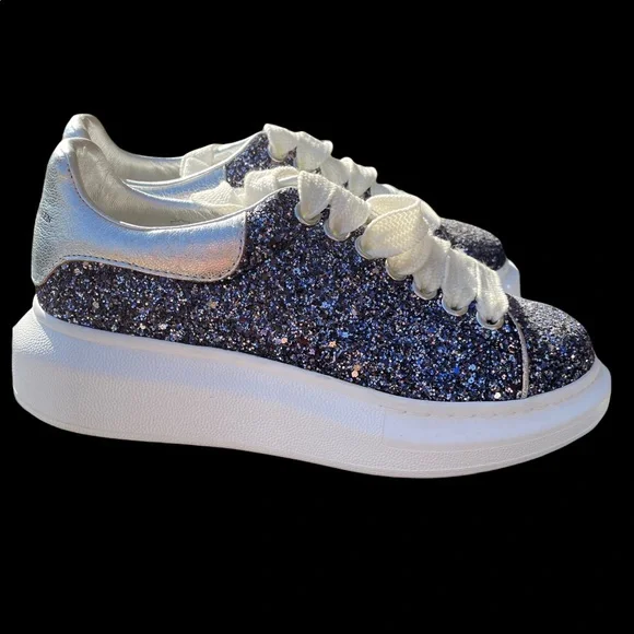 ALEXANDER MCQUEEN NEW Purple Glitter Sneakers